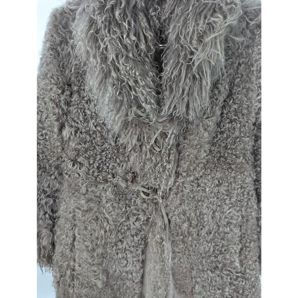 Chloé 1970s Karl Lagerfeld Mongolian Lamb Fur Reversible Coat Gray Taupe 6 SEE - Picture 5 of 12